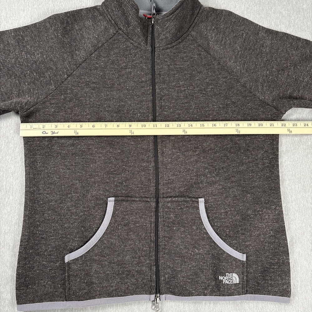 The North Face Ribbed Fleece Full Zip Up Jacket Women's - Size XL - Dark Gray - Picture 9 of 16